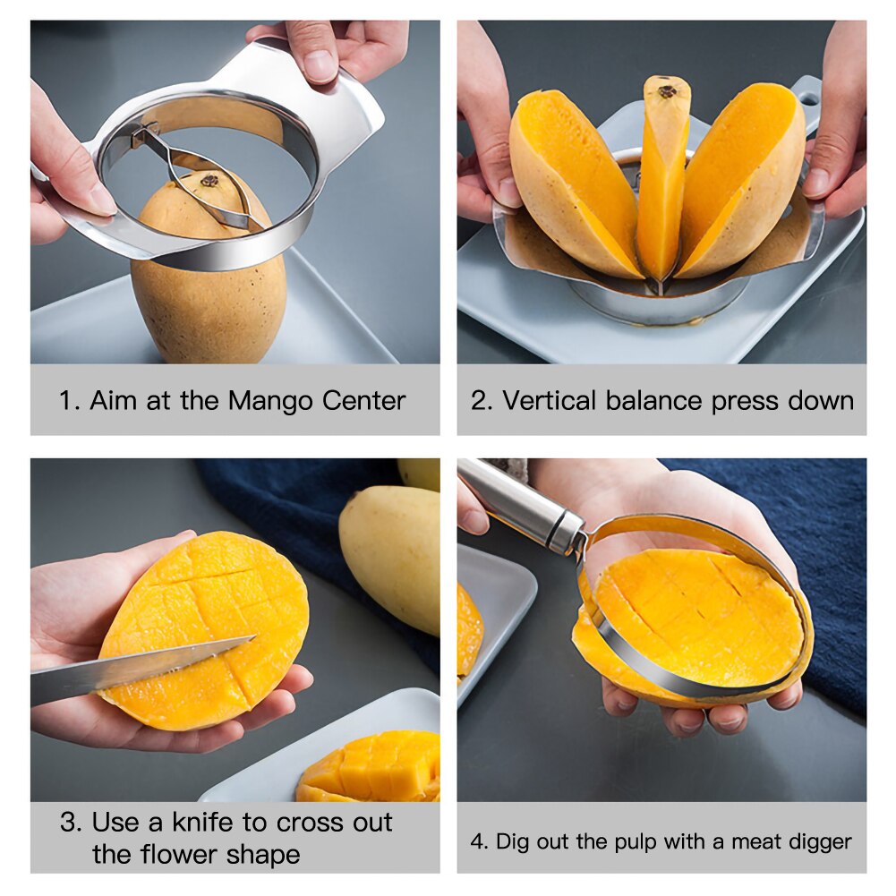 Mango Cutter Kitchen Gadgets Stainless Fruit Core Seed Remover Chopper Mango Cutter Pitter Kitchen Tool Kitchen Accessories