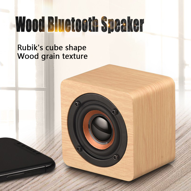 Houten Draadloze Bluetooth Speaker Hifi Vierkante Mini Retro Draagbare Subwoofer Mobiele Telefoon Kleine Stereo Leven