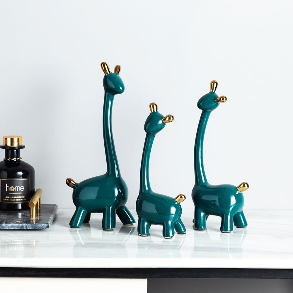 Heminredning keramik djur modell prydnad ko och rådjur staty skulptur prydnad skulptur modern konst nordisk inredning hem