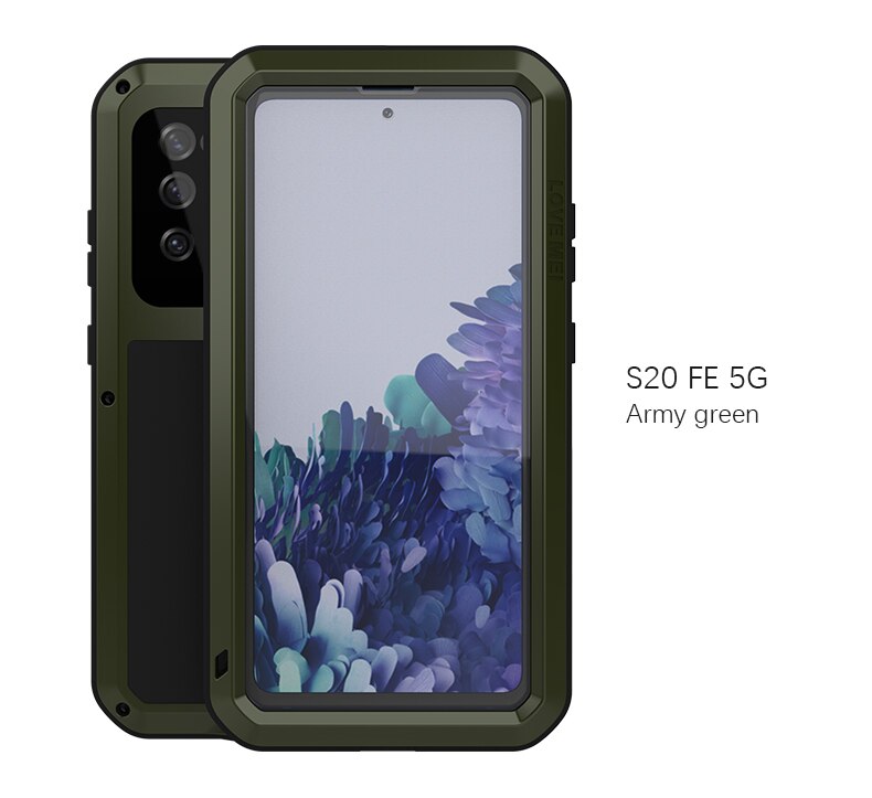 Do Samsung GALAXY S20 Fe Case miłość MEI Shock odporny na zabrudzenia wodoodporny metalowy pancerz pokrywa etui na telefony do Galaxy S20 FE 5G: Zieleń wojskowa / NO Retail packaging