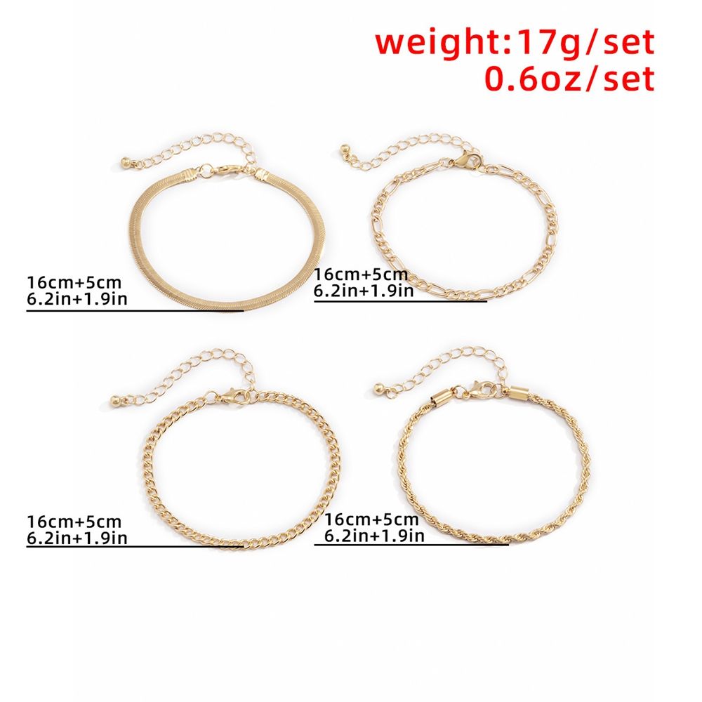 6pcs/4pcs nuova combinazione a catena geometrica fatta a mano della catena della corda della spiaggia a più strati ha messo i gioielli della catena del serpente Punk di Boho dell'oro di estate