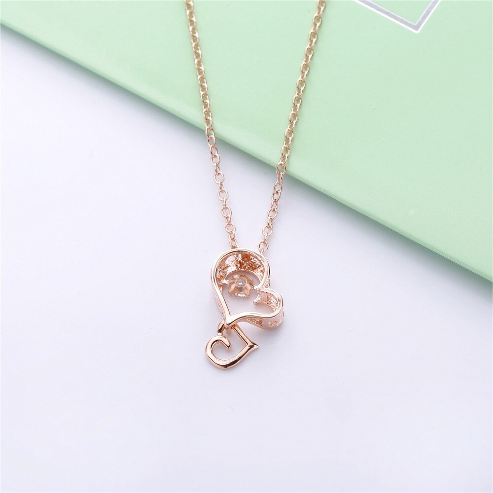 Moonmory 100% 925 Sterling Zilver Zirkoon Crystal Double Heart Liefde Hanger Ketting Voor Vrouwen Rose Goud Kleur Japanse Sieraden