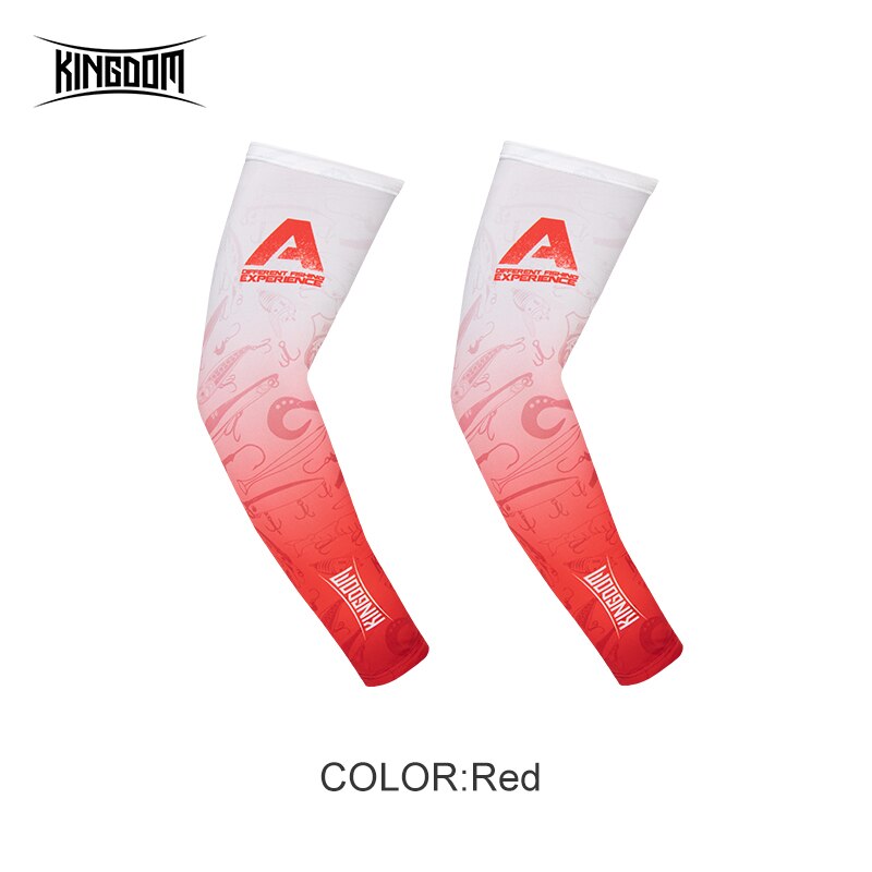 Reino de seda gelo braço de pesca mangas uv sol ao ar livre proteção respirável homem mulher braço mangas esportes ciclismo pesca vestuário: Red-L