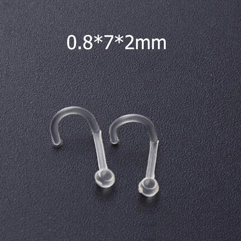 5 uds piercing lengua mancuerna damas Simple anillo de nariz estilo perno de retención transparente para mujeres joyería del cuerpo Bioflex