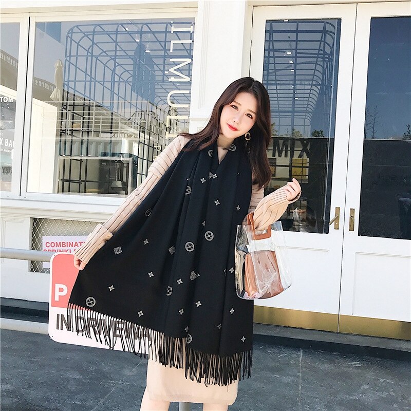 Winter Warm -drilling Scarf Women Pashmina Shawl Cashmere Solid Scarves Blanket Shawls scarf female stole
