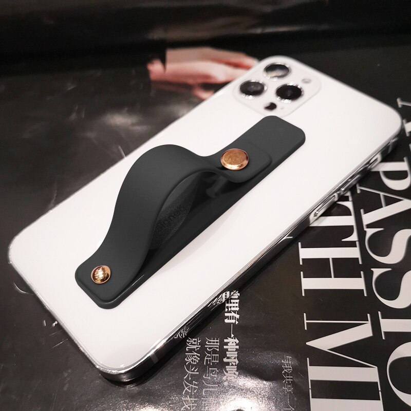 Uniwersalny uchwyt na nadgarstek uchwyt na telefon komórkowy dla iPhone uchwyt na palec stojak na telefon samsung Push Pull back sticked uchwyt gniazda: 23-Black