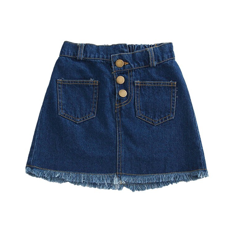 Sommer baby piger børn jean nederdele piger børn denim blyant nederdele knapper lommer enkeltradet kanter barn nederdel kostume: 2t