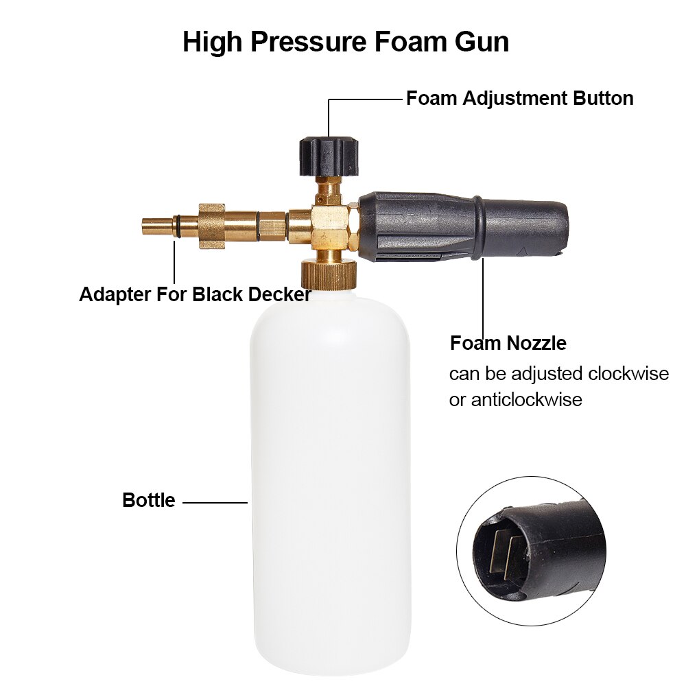 Pistolet à mousse pour lavage de voiture, Lance de neige, pour AR Decker noir, pour Makita, générateur à mousse à haute pression
