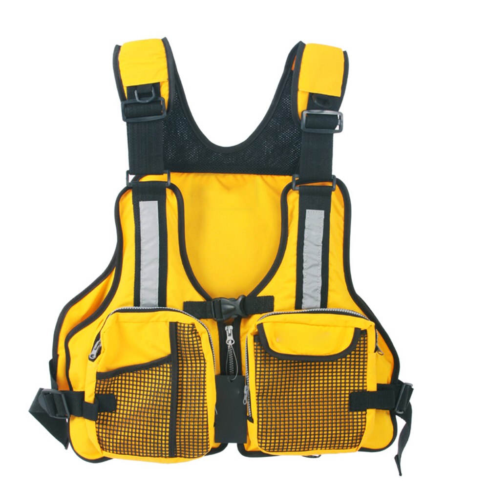 Rafting Zipper Life Jacket Drifting Fishing Swimming Kayak Water Sport Adults Multi Pocket Adjustable Vest Boating Mesh Canoe