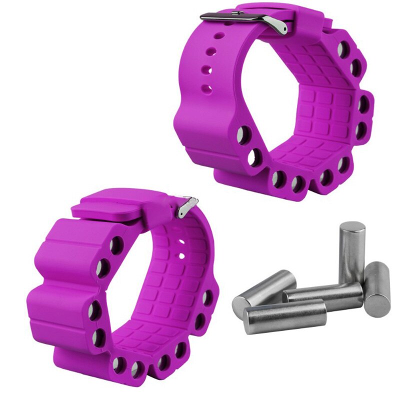 2pcs Adjustable Silicone Yoga Pilates Weighted Bracelet Wrist Weight For Fitness Exercise Walking Jogging Yoga Gym Sweatband: Purple