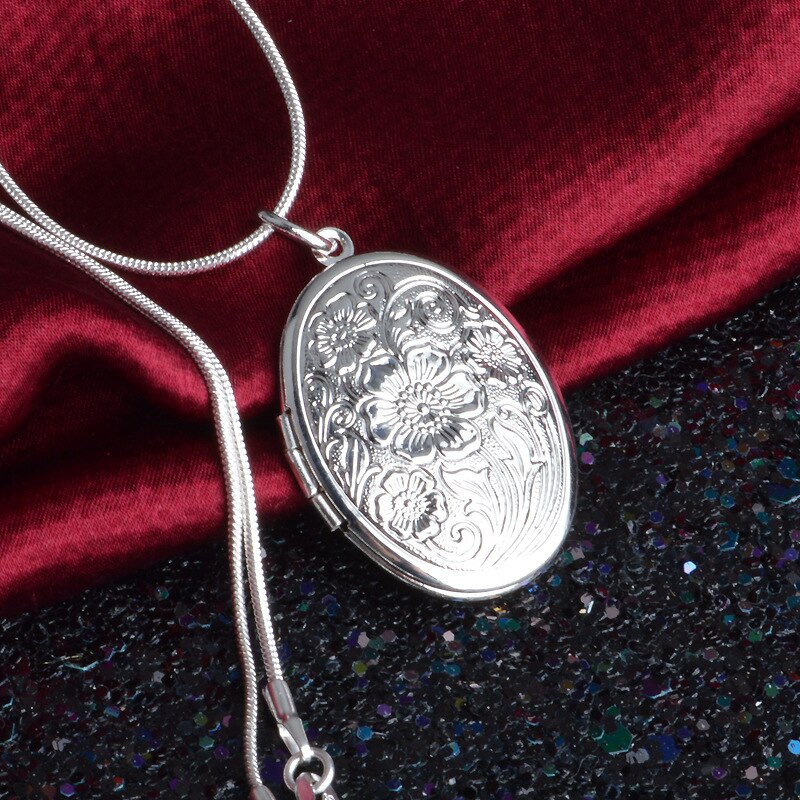 Gioelleria Raffinata E Alla Moda 925 Collana in Argento sterlina A forma di Uovo foto portafoto Pendente di Collana Uomini E donne di Fascino Dei Monili Regali