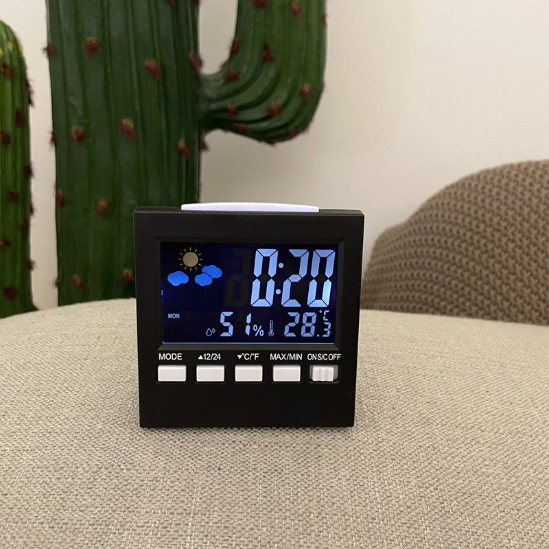 Led Digitale Wekker Kleurenscherm Digitale Backlight Snooze Wekker Weersverwachting Indoor Temperatuur Vochtigheid Monitor