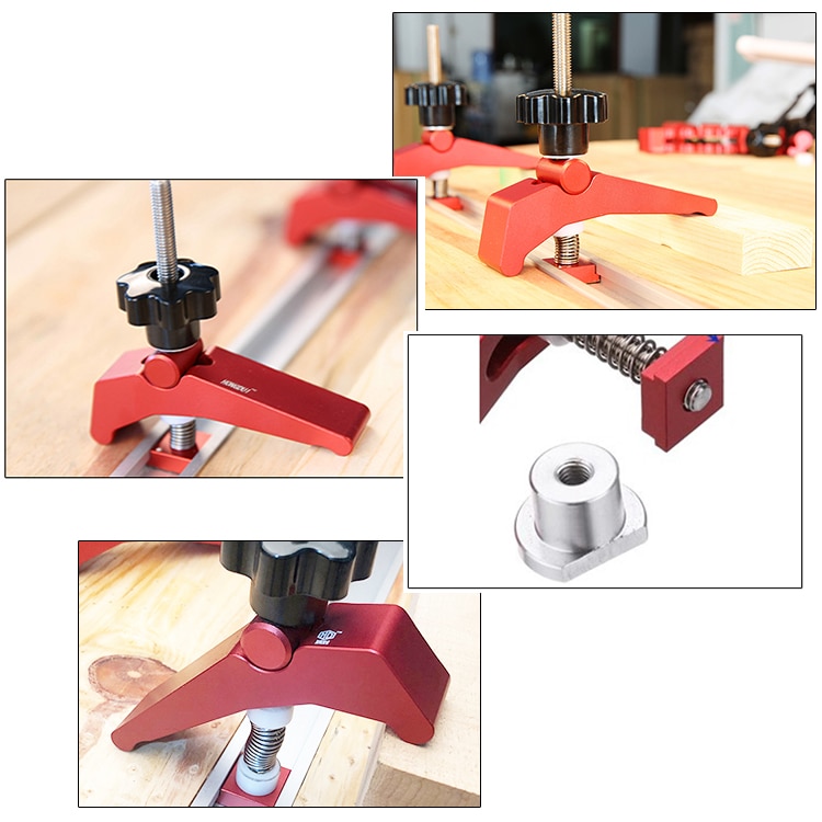 Aluminum Alloy Quick Acting Hold Down Clamp T-Slot T-Track Clamp Set Universal Platen Miter Track Clamping Blocks Chute Blocks