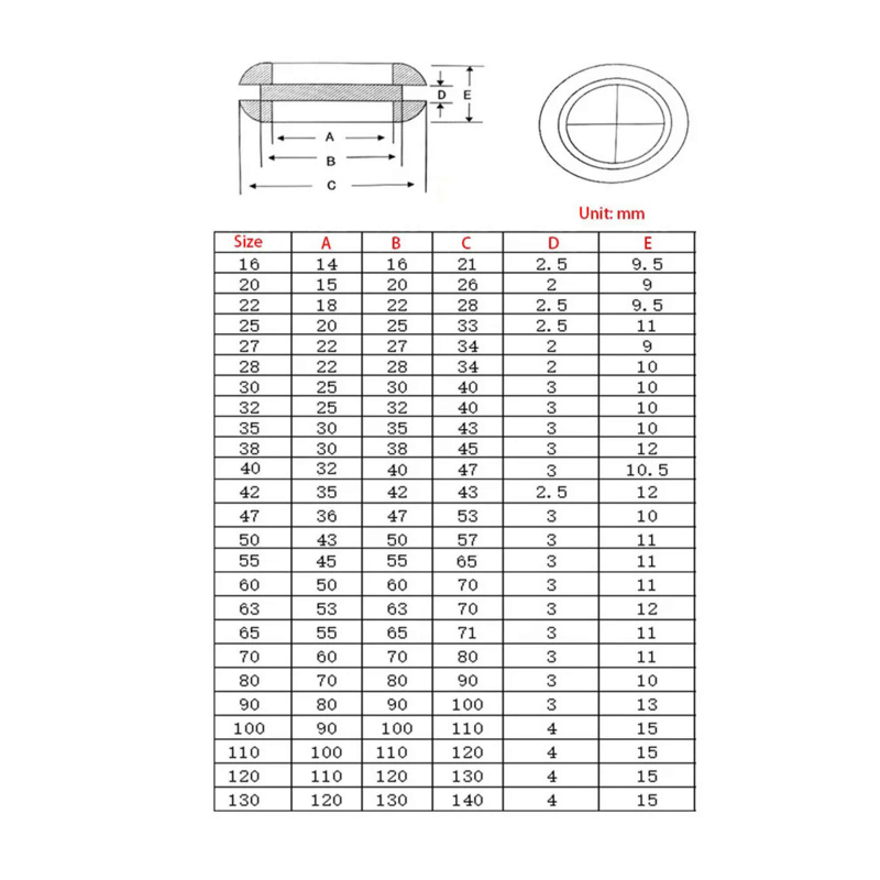 White Rubber Grommet Wiring Protector Rings Blanking Blind Plug Dust 16 20 22 25 27 30 32 35 40 42 50 60 70 80 90 13mm