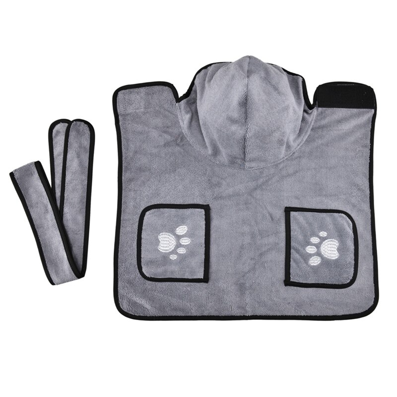 Cane di animale domestico Accappatoio Asciugamano Morbido Assorbente Lussuosamente Microfiberr Cane Asciugatura Asciugamani Robe Con Cofano Cintura Per I Grandi Cani di Piccola Taglia Medio: Gray / XL