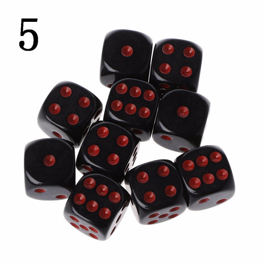 10 pcs 15mm Multicolor Contas de Acrílico Cubo Dados de Seis Lados Portátil Jogos de Mesa Brinquedo