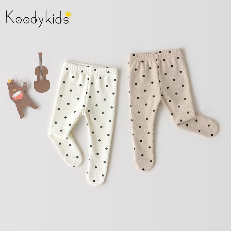 Koodykids Baby Meisje Jongen Broek Lente Herfst Baby Legging Wit Dot Baby Meisje Leggings Sokken Voeten Broek Lente 0-2 Jaar