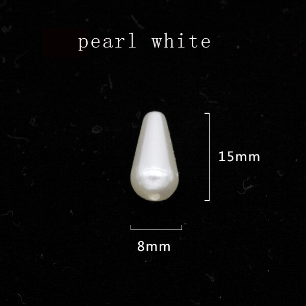 100p 6 x 10mm 6 x 14mm 8 x 15mm 8 x 20mm 8 x 30mm dråbe / pære elfenben / hvid sy på efterligning perle smykker gør perler diy spacer perler: 8 x 15mm elfenben