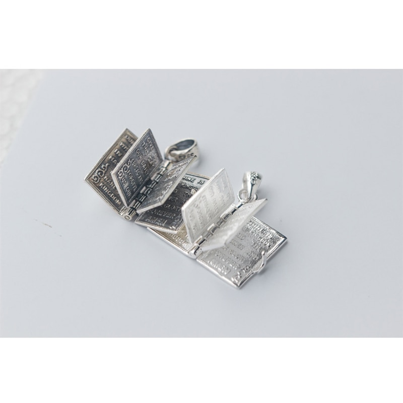 Mloveacc Solid 925 Sterling Zilveren Bijbel Kettingen Boek Pagina Charms Power Ketting Christelijke Religieuze