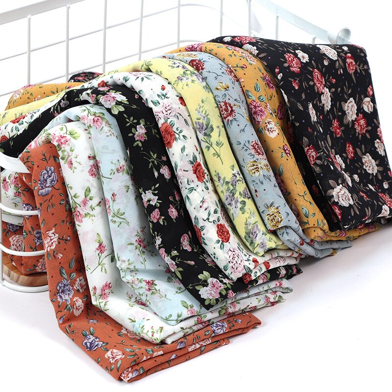 Hijab de gasa con estampado musulmán para mujer, pañuelo árabe para la cabeza, flor, islámico, chales y envolturas, turbantes,