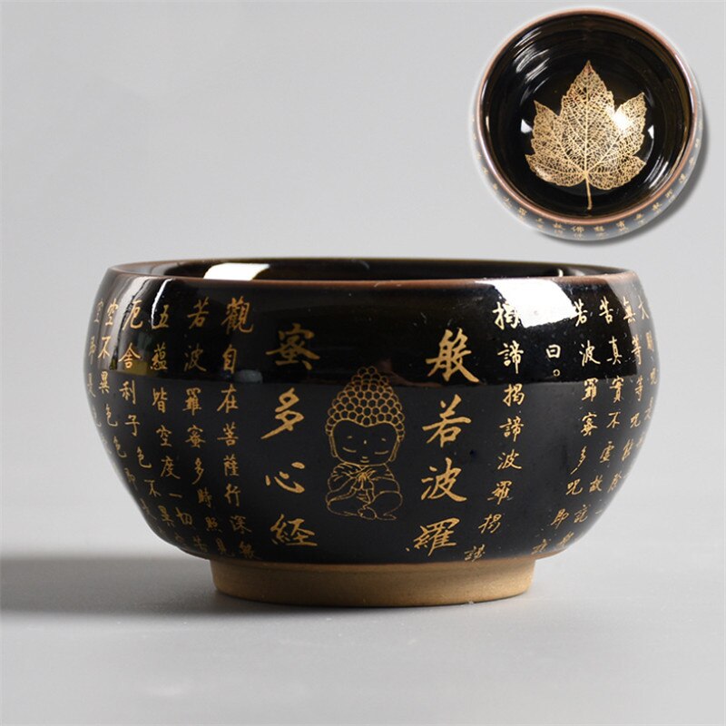 Keramisk hjerte sutra tekop porcelæn blad mester te kop zen buddha kontor vand krus tilbehør til hjemmet drinkware: -en