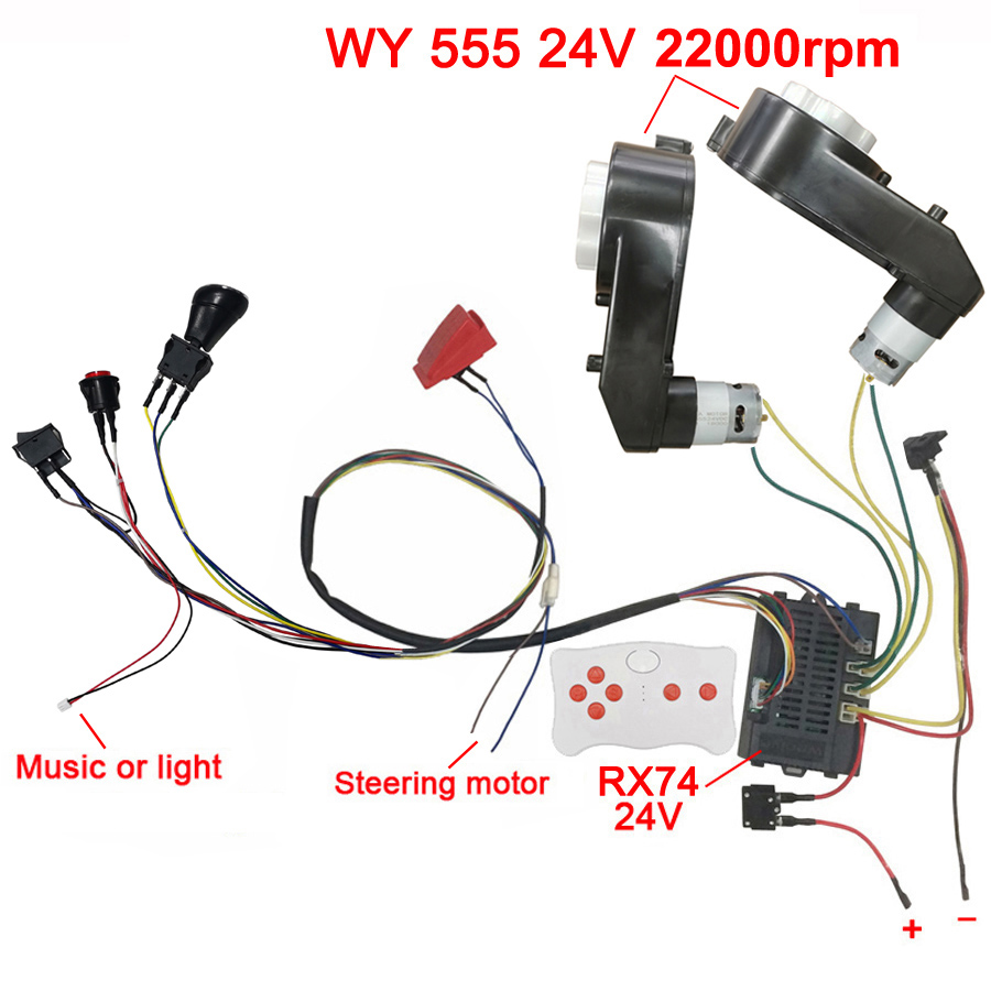 Coche eléctrico para niños, accesorios DIY, cables y caja de cambios, coche de juguete hecho a sí mismo, juego completo de piezas para coche eléctrico, paseo para niños: Azul