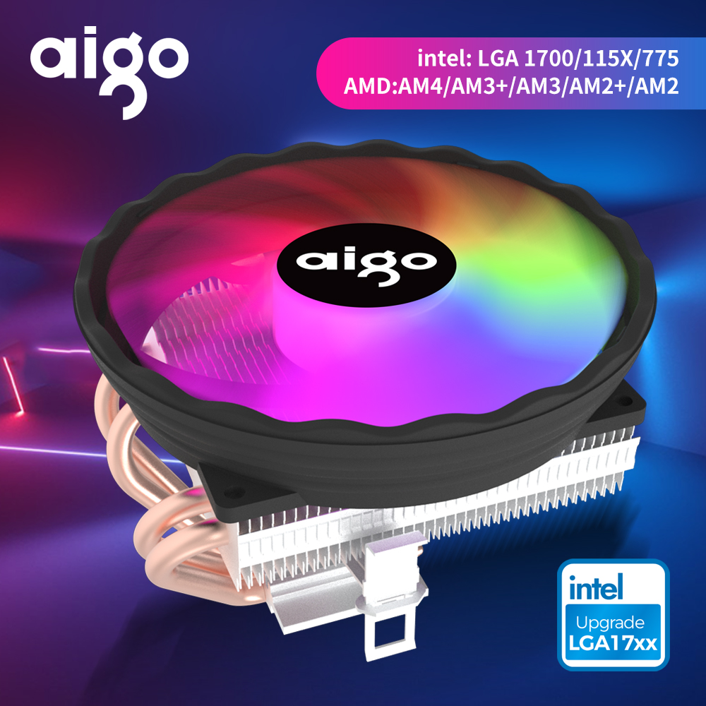 Aigo ice 400x 4 varmerør cpu-kjølervifte rgb 4- pins pwm datamaskinkabinettvifte stille intel lga 1700 1200 1150 1151 amd  am3 am4
