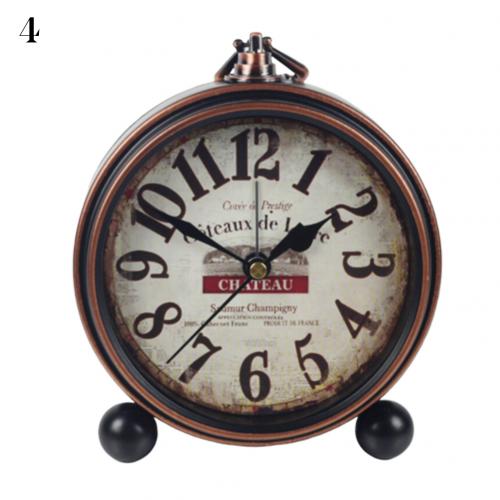 Furnishing Office Pendulum Desk Alarm Retro Desktop Bedroom Metal Vintage Clock Retro Vintage Silent Battery Operated Desk Clock: 4