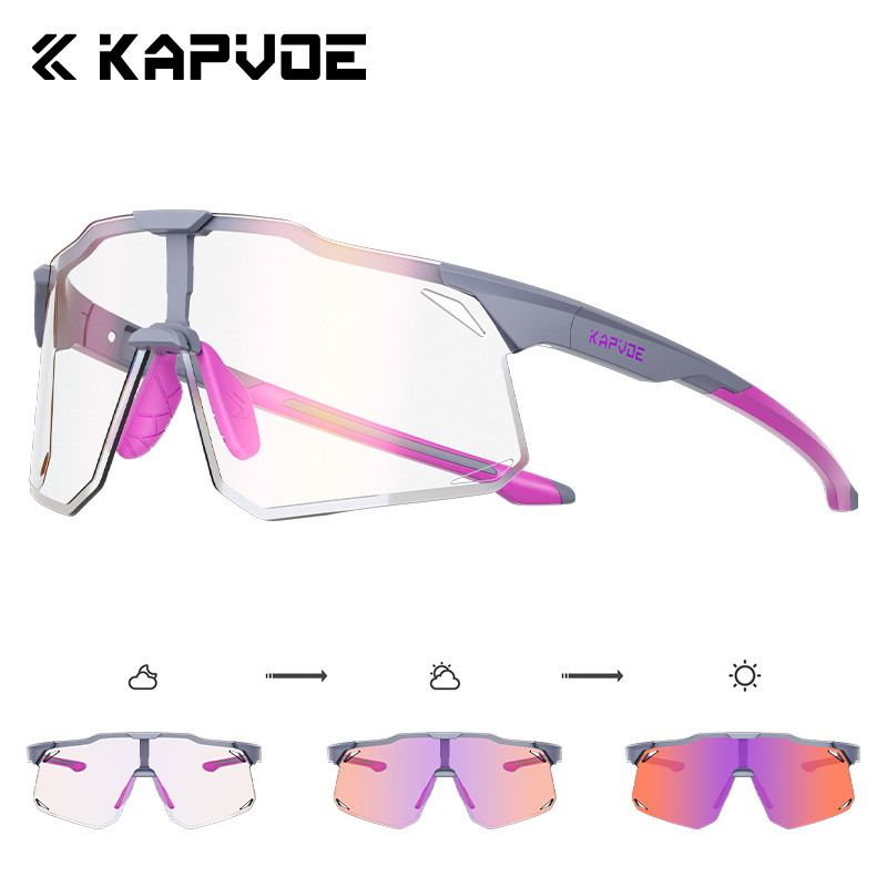 KAPVOE, gafas fotocromáticas para ciclismo para hombre, gafas para ciclismo UV400, gafas para bicicleta, gafas deportivas para exteriores MTB para mujer, gafas para bicicleta: Rojo