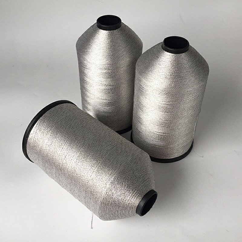 250D/3 300D/3 polyester high-strength anti-static sewing thread silver fiber stainless steel fiber conductive thread black grey