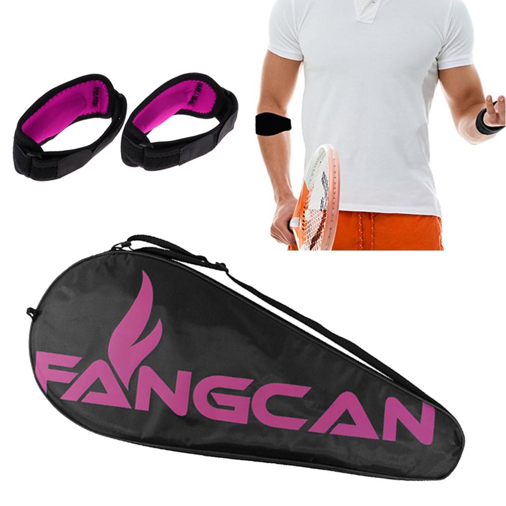 Waterdichte Tennisracket Tas Schouder Pack + 2 Stuks Elleboog Brace Ondersteuning Band Met