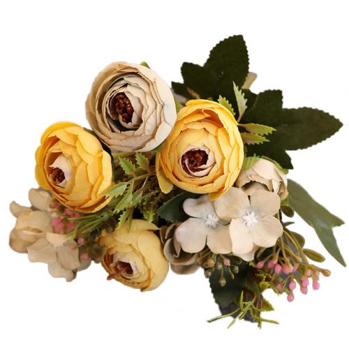 1pc kunstige blomster camellia hjem hage bryllupsfest møbler diy dekor blomster til dekorasjoner: Gul