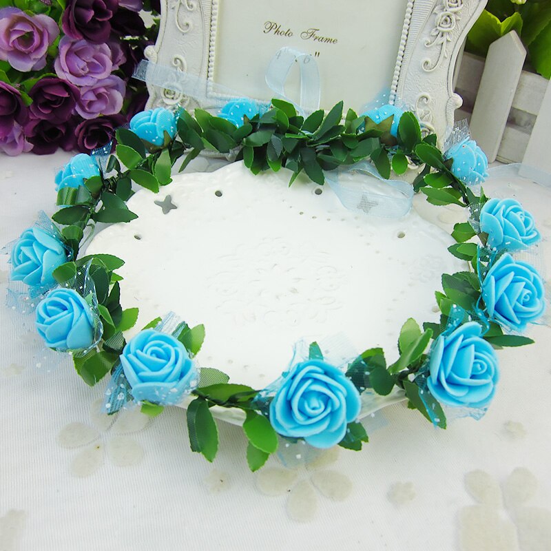 Rose Peony Flower Bridal Floral Crown Hair Band Wreath Mint Head Wreath Party Wedding Headpiece Bridesmaid Accessories: 9