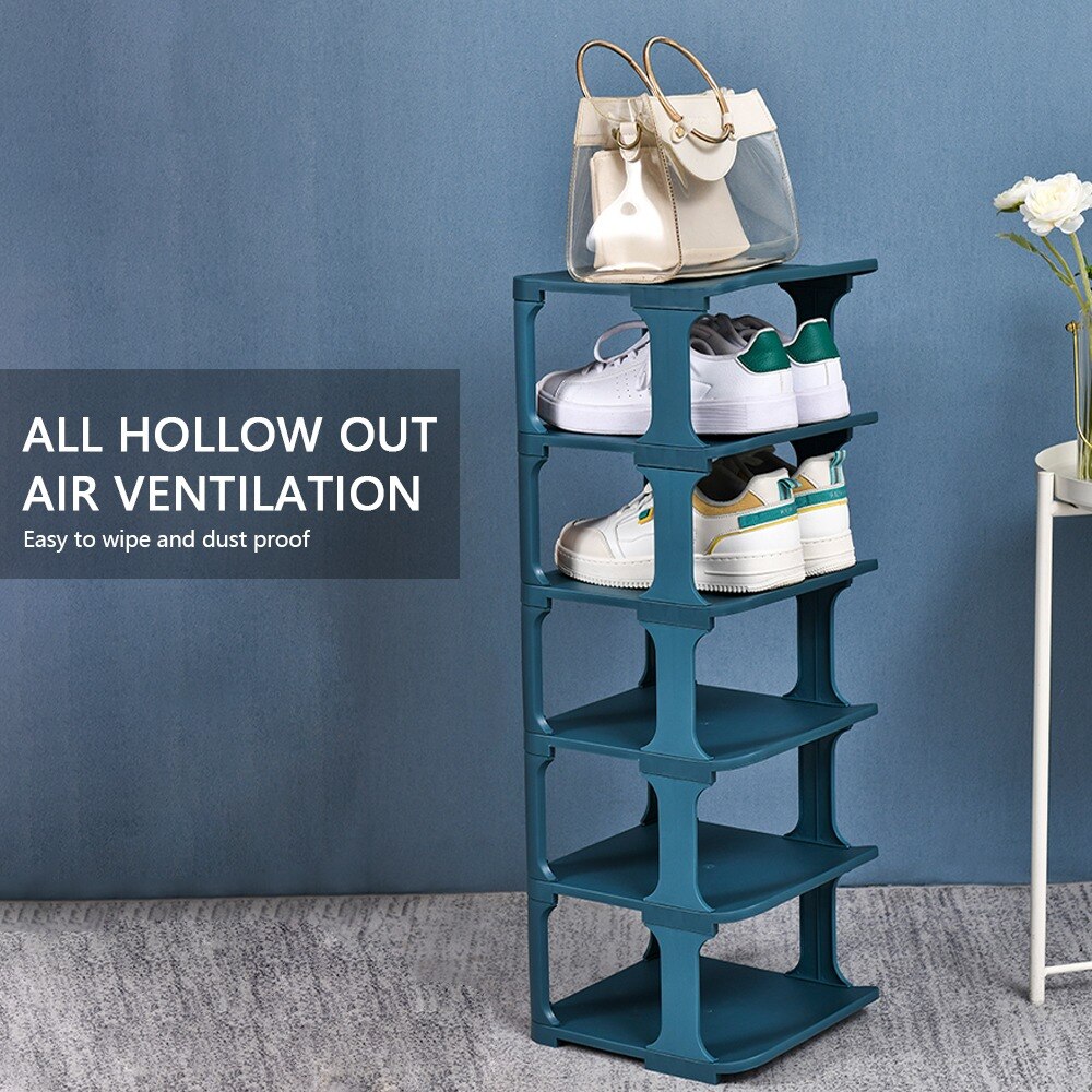 DIY Assembly 5 Layers Stackable Shoe Organizer Shoe Shelf Shoe Rack Stand Space Saving Shoe Hanger Shoe Box Cabinet storage rack