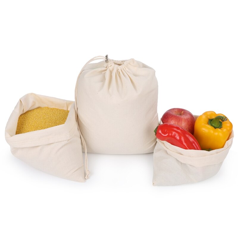 Reusable Drawstring eco friendly Shopping Bag organizerCotton Cloth Bag handbag Portable Travel Shopper Tote Storage Bags