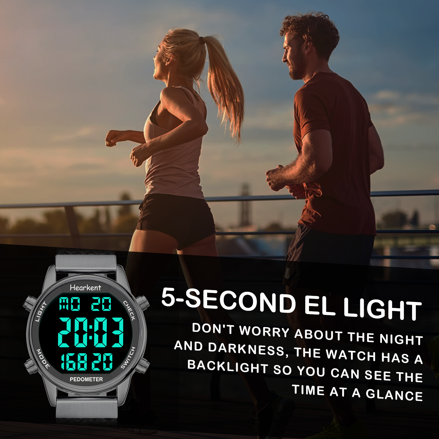 Hearkent stappenteller sporthorloges stappenteller horloge dames digitale horloges calorieën mijl stopwatch countdown voor wandeltracker
