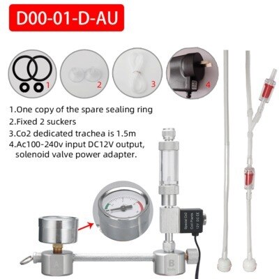 Zrdr Wyin Aquarium CO2 Generator Systeem Diy Kit Magneetventiel Druk Luchtstroom Aanpassing Water Plant Fish Co2 Klep Diffuser: D00-01-D-AU