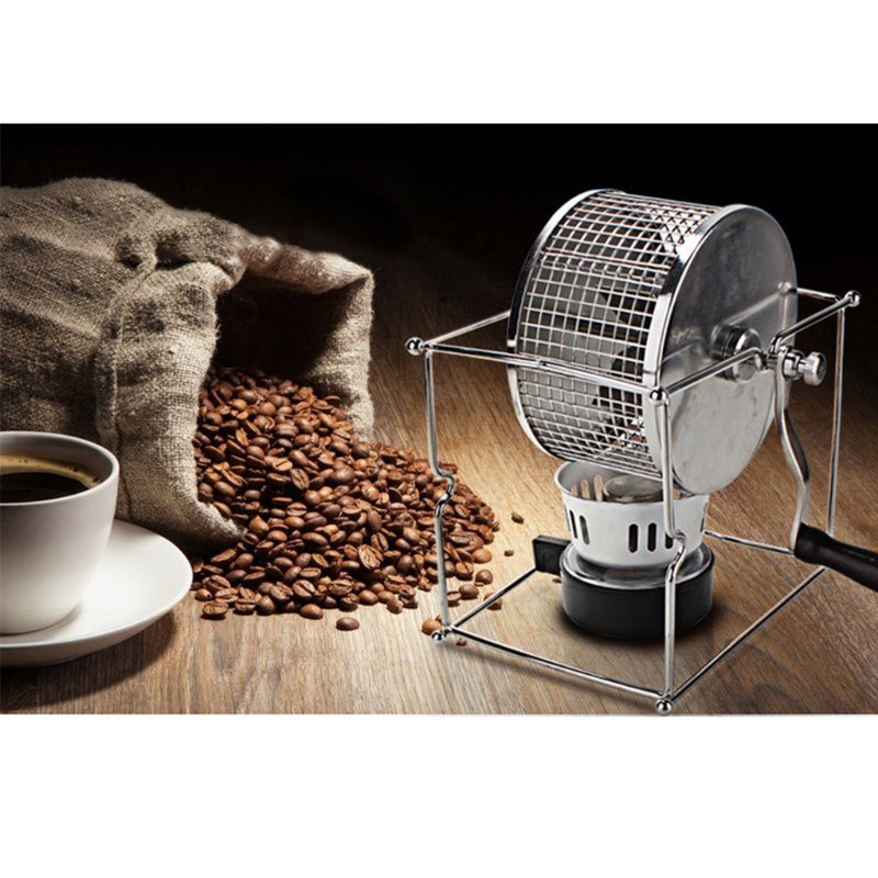 Portable Manual Coffee Bean Roaster Set Stainless Steel Mill Hand Crank for Home Travel Camping Adjustable Handy Kitchen Tools