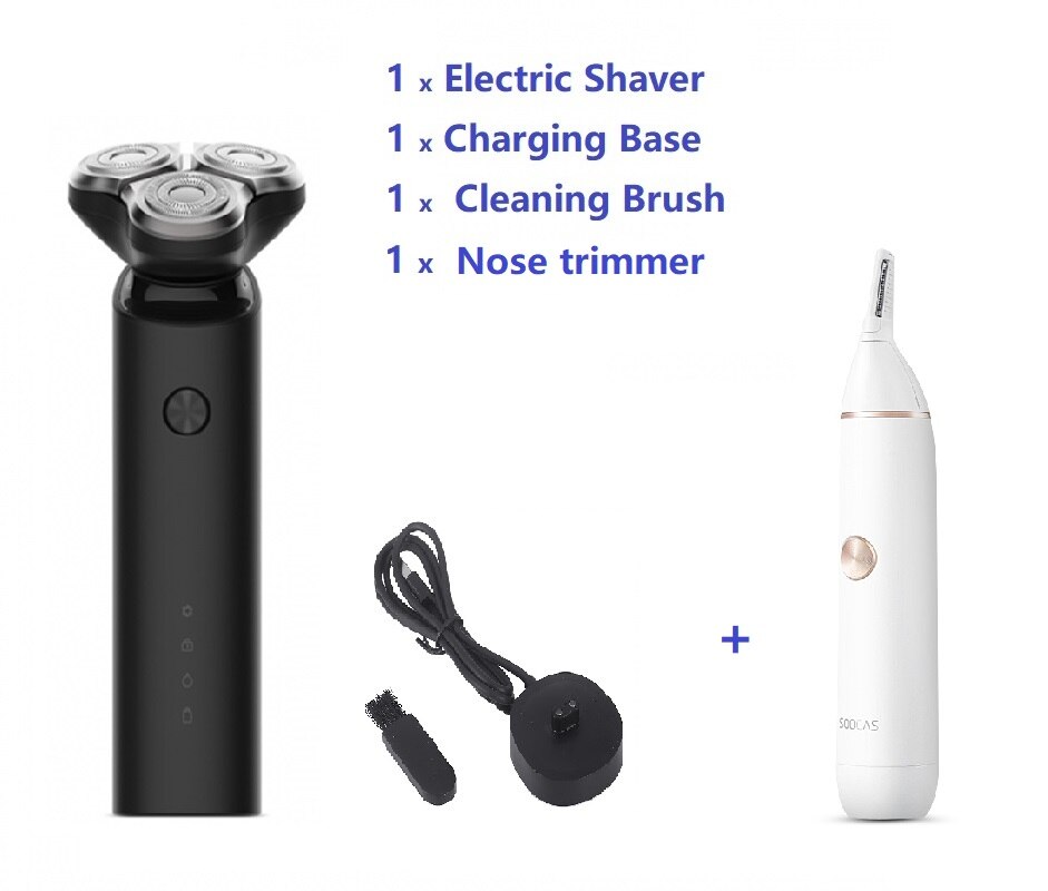 Máquina de afeitar eléctrica Xiaomi Mijia, máquina de afeitar para hombres, lavable, recargable, inalámbrica, con cabezal 3D, Control inteligente, secado, afeitado, barba: add trimmer
