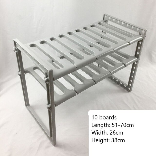 2-tier Expandable Under Sink Organization Shelf, Multi-functional Adjustable Storage Shelves Save Space For Bathroom Kitchen: Grey