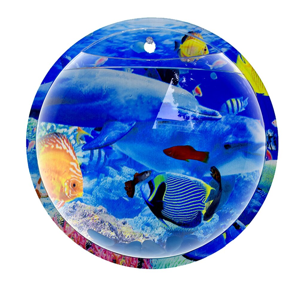Wall Mounted Hanging Fish Tank Aquarium With Background Acrylic Fish Bowl Fish Tank Flower Plant Vase Home Decoration
