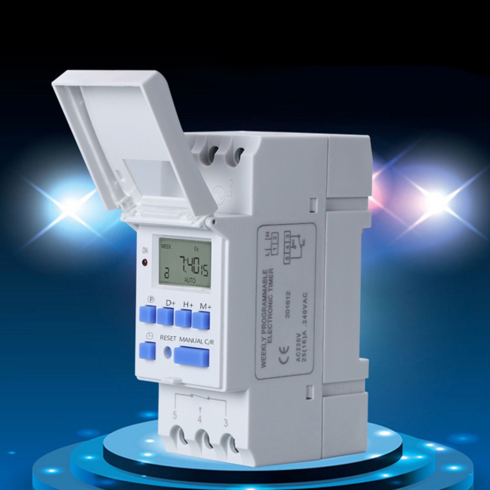 Panel Mounted Digital LCD Timer Electronic Programmable Timer Switch Lithium Battery Powered Digital Timer THC 15A AC 220V