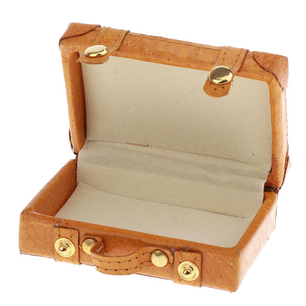 1/6 Classic Doll Dollhouse Miniature Toy PU Leather Trunk Box Suitcase Luggage Traveling Case