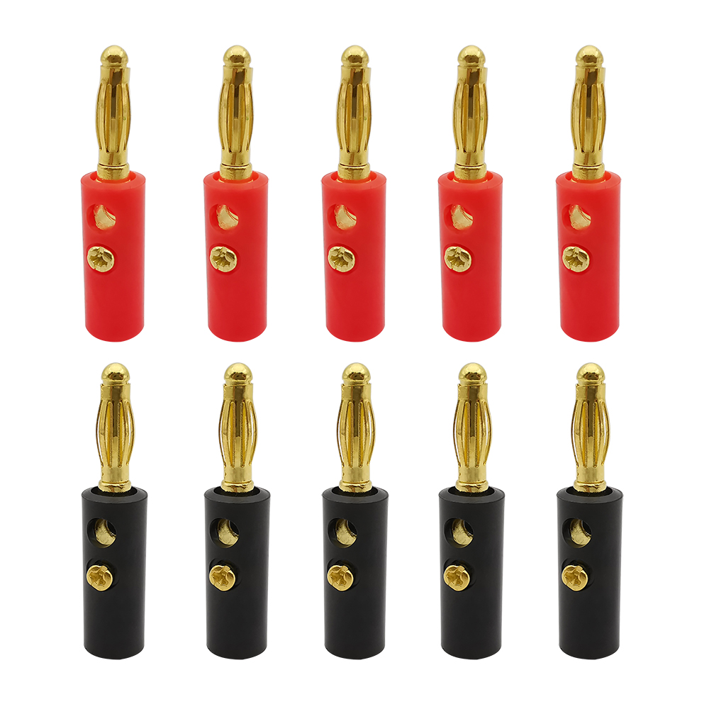 10 stück rot-schwarze 4mm- bananenstecker-lautsprecherkabelverbinder, vergoldet/vernickelt, 4mm bananenstecker (männlich/weiblich): Armeegrün