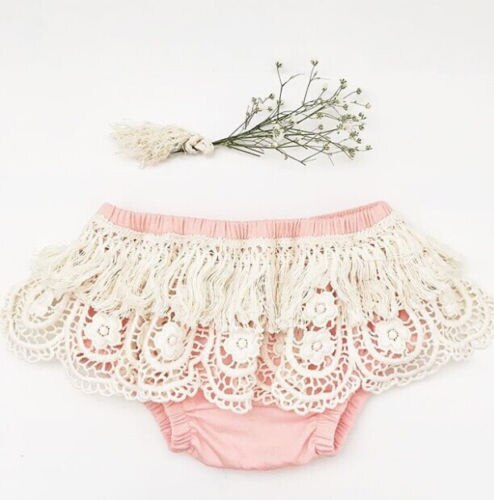 Adodable enfant en bas âge -né froufrous pantalon bébé fille culottes sous-vêtements dentelle à volants PP pantalon Bebe couche-culotte 0-24M: Rose / 0-6M