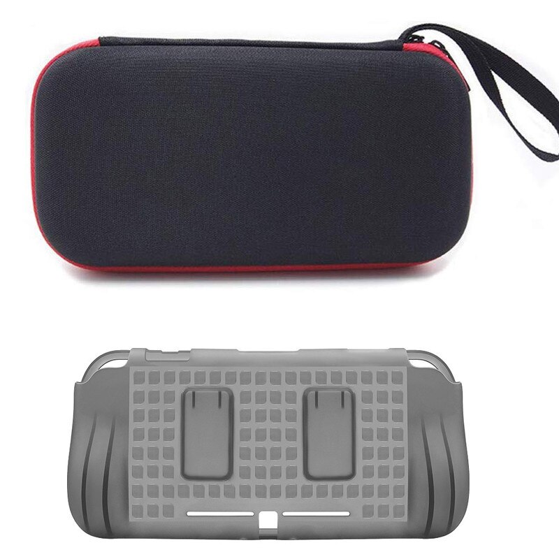 Nintend Switch Lite Carrying Case Storage Bag organizer Pouch TPU Hand Grip Shell Protection Cover For Nintendo Switch Lite Mini: Bag with Gray Shell