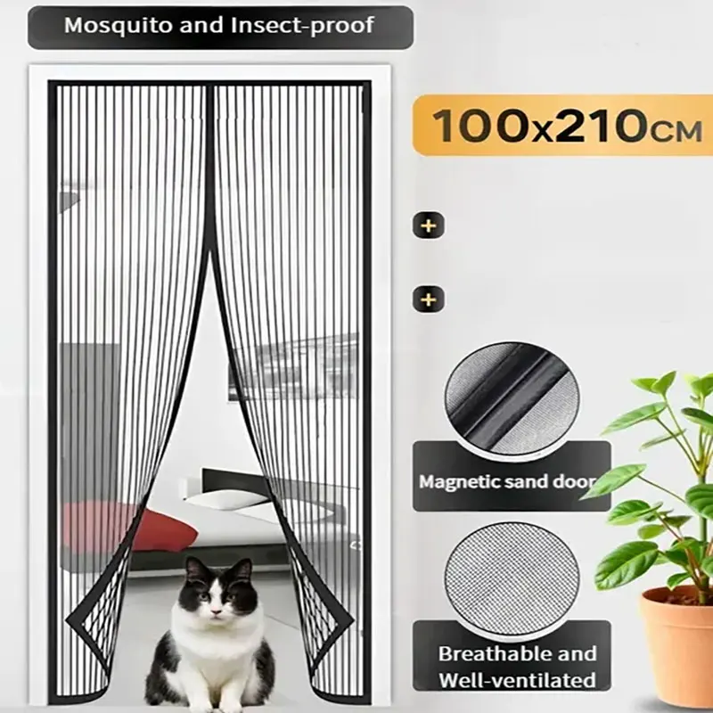 Magnetic Mosquito Net for Doors & Windows, Auto-Close Fly Screen, Ventilation Mesh, No Drill Easy Install