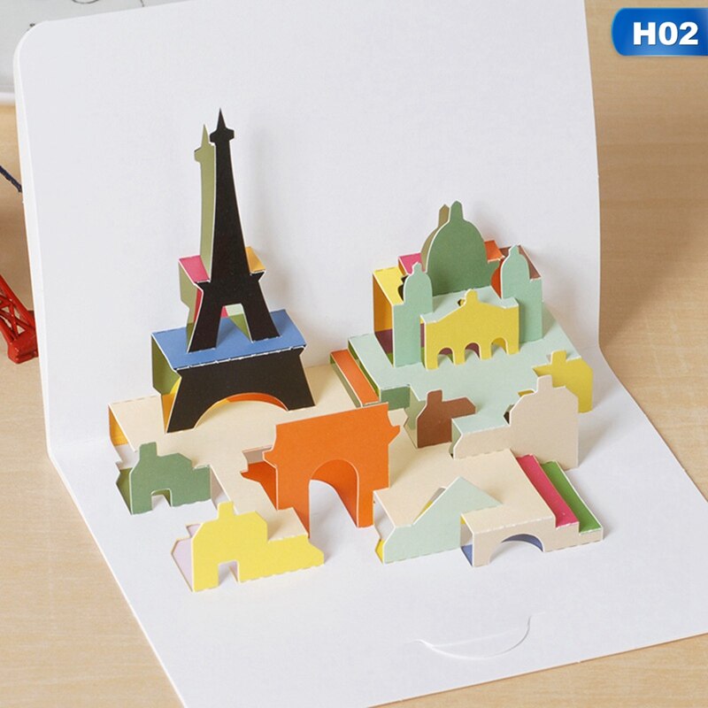 Tarjetas de Felicitación de cumpleaños con sobre para niños, tarjeta de de Navidad, , boda, manualidades decorativas 3D Pop-Up