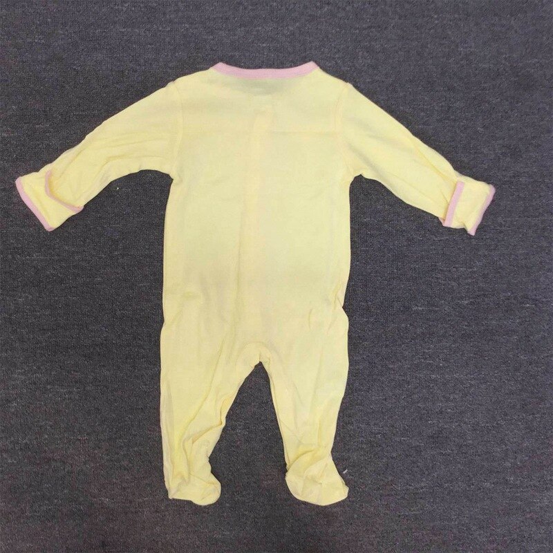 Spring and Autumn Geometric Picture Cotton Long Sleeve Baby One Piece Swimsuit 3 Piece Set 50cm(Pink & Yellow & Blue)