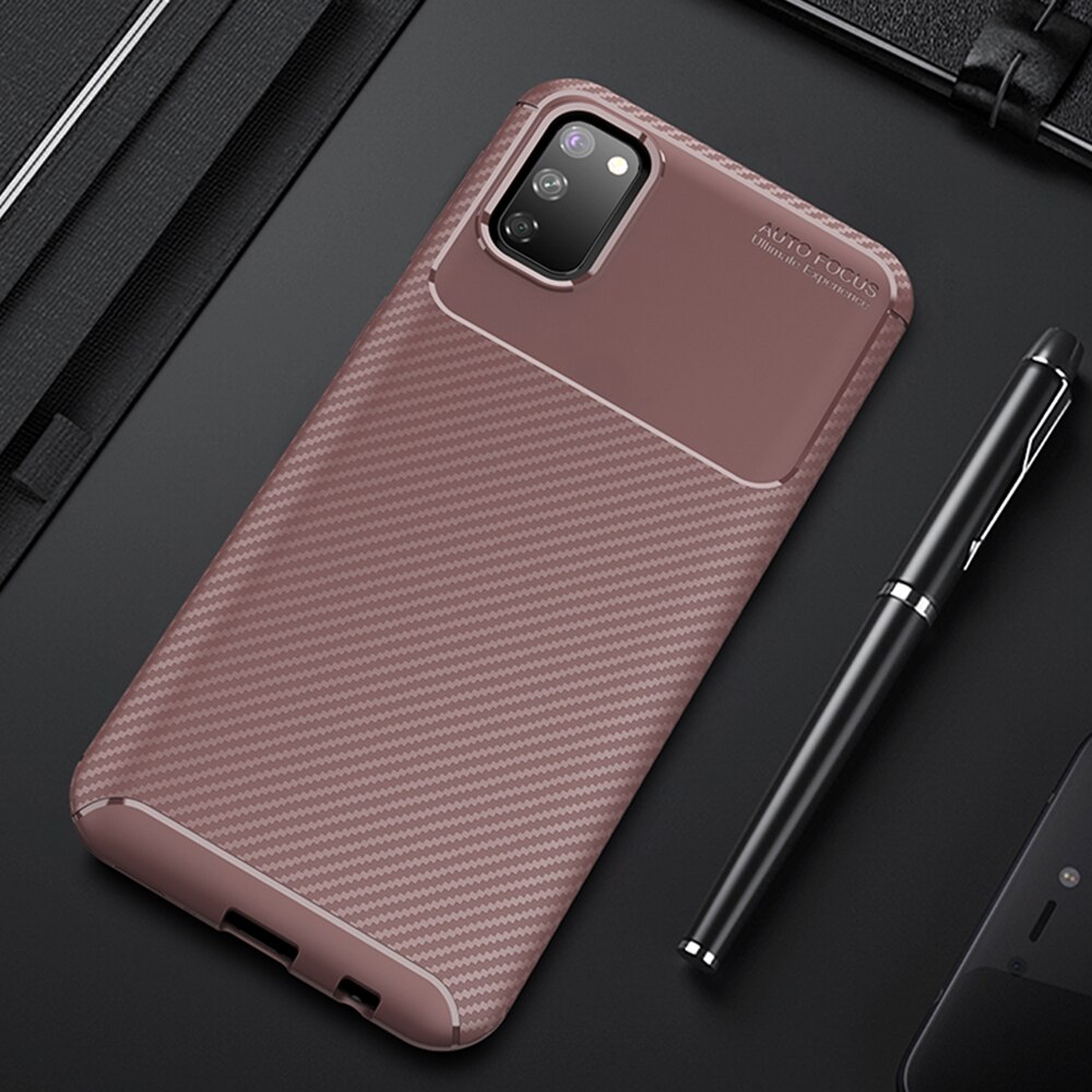 For Samsung Galaxy A51 A 51 Case Luxury Carbon Fiber Cover Shockproof Phone Case For Samsung A71 A 71 Cover Flex Bumper Shell: Samsung A71 / Brown